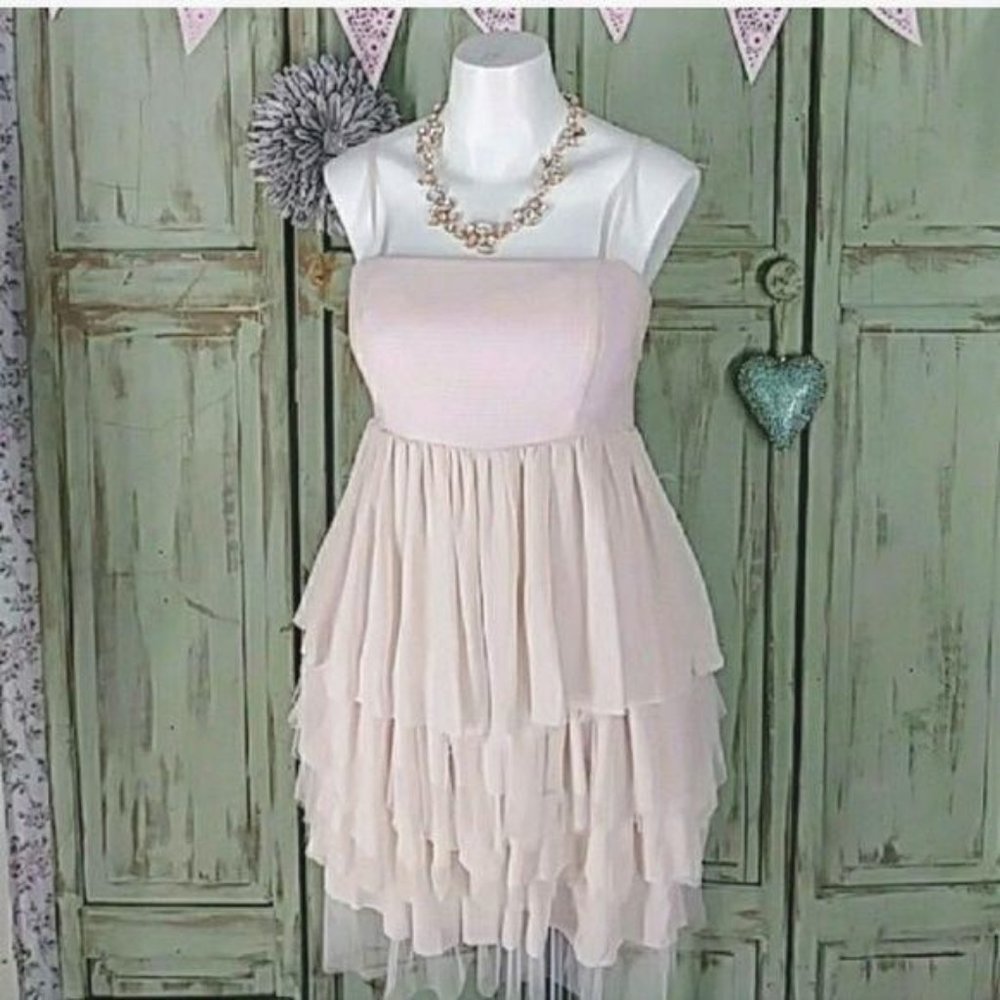 MM Couture Dress Fit Flare Sleeveless Sequins Pink